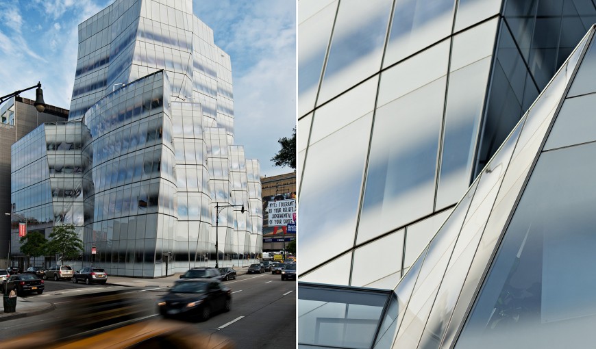 architecture photography: Frank Gehry's InterActiveCorp's headquarters (IAC building) at the blue hour, Chelsea, Manhattan, New York City, NYC